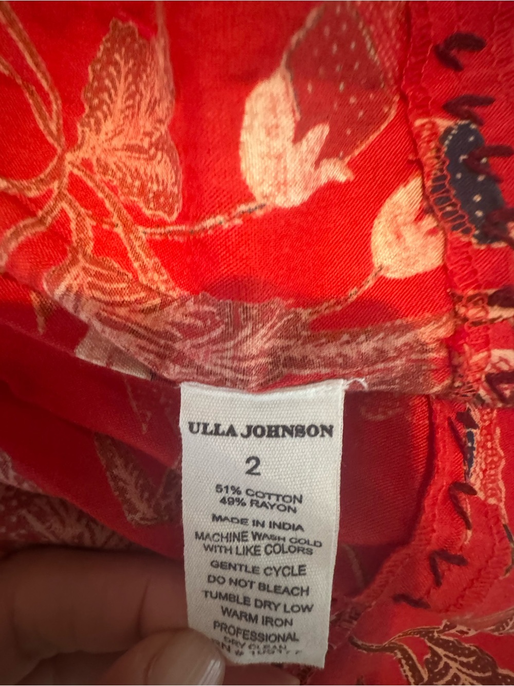 Ulla Johnson Red Floral Square-Neck Midi Dress - Picture 4 of 4